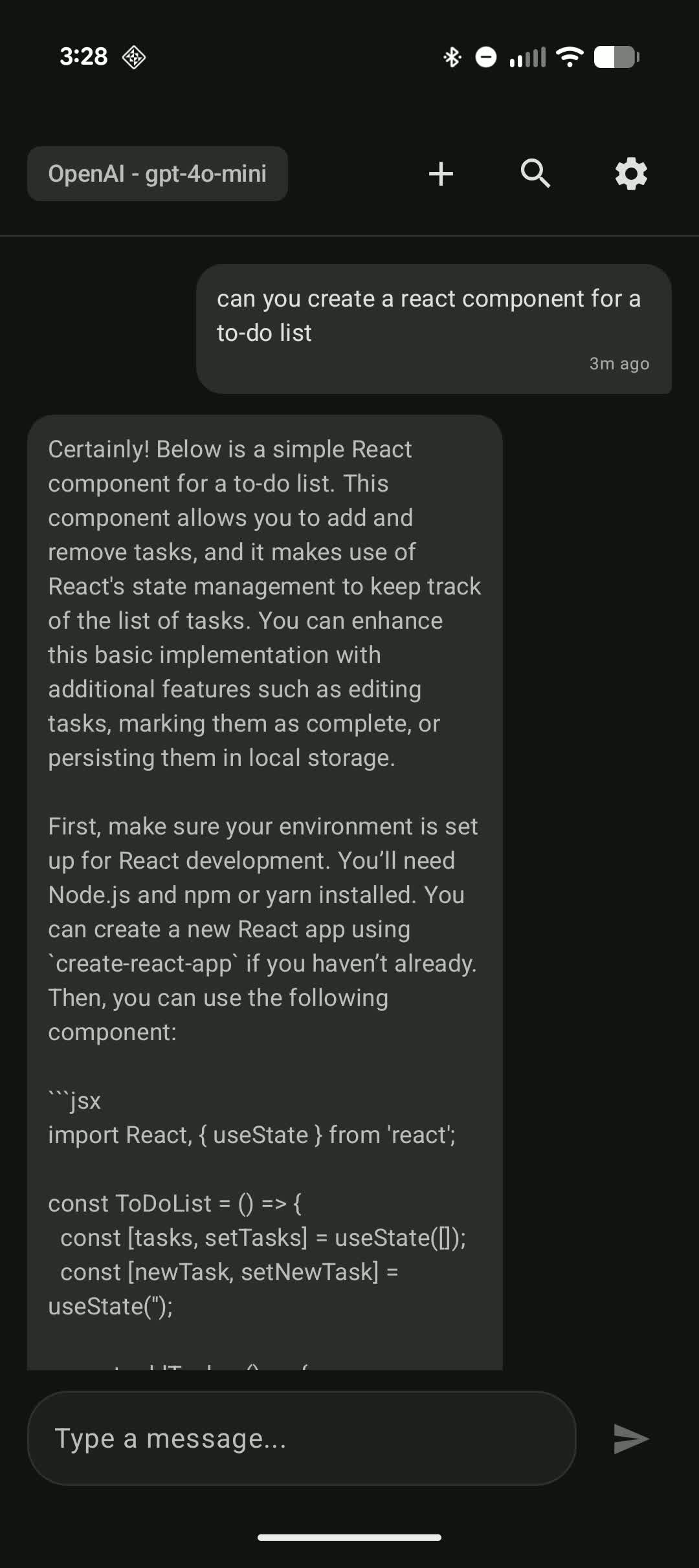 Chat interface with streaming LLM responses